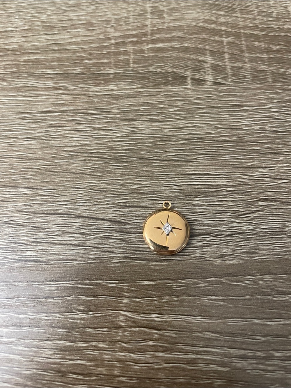 Gold tone Starburst Pendant Locket with Diamond chip-Pendant only